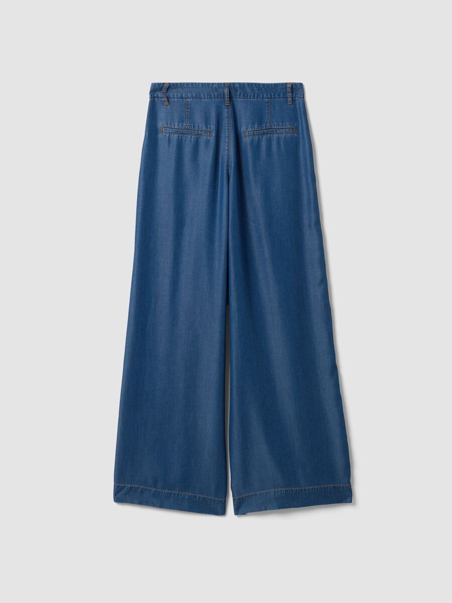 Blue wide-leg jeans in pure lyocell_5