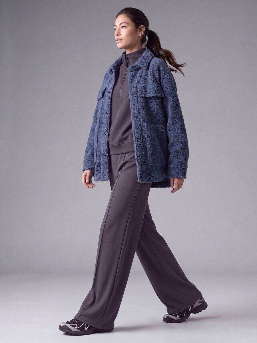 Shacket blu in sherpa con bottoni relaxed fit ALTAVIA STUDIO_4