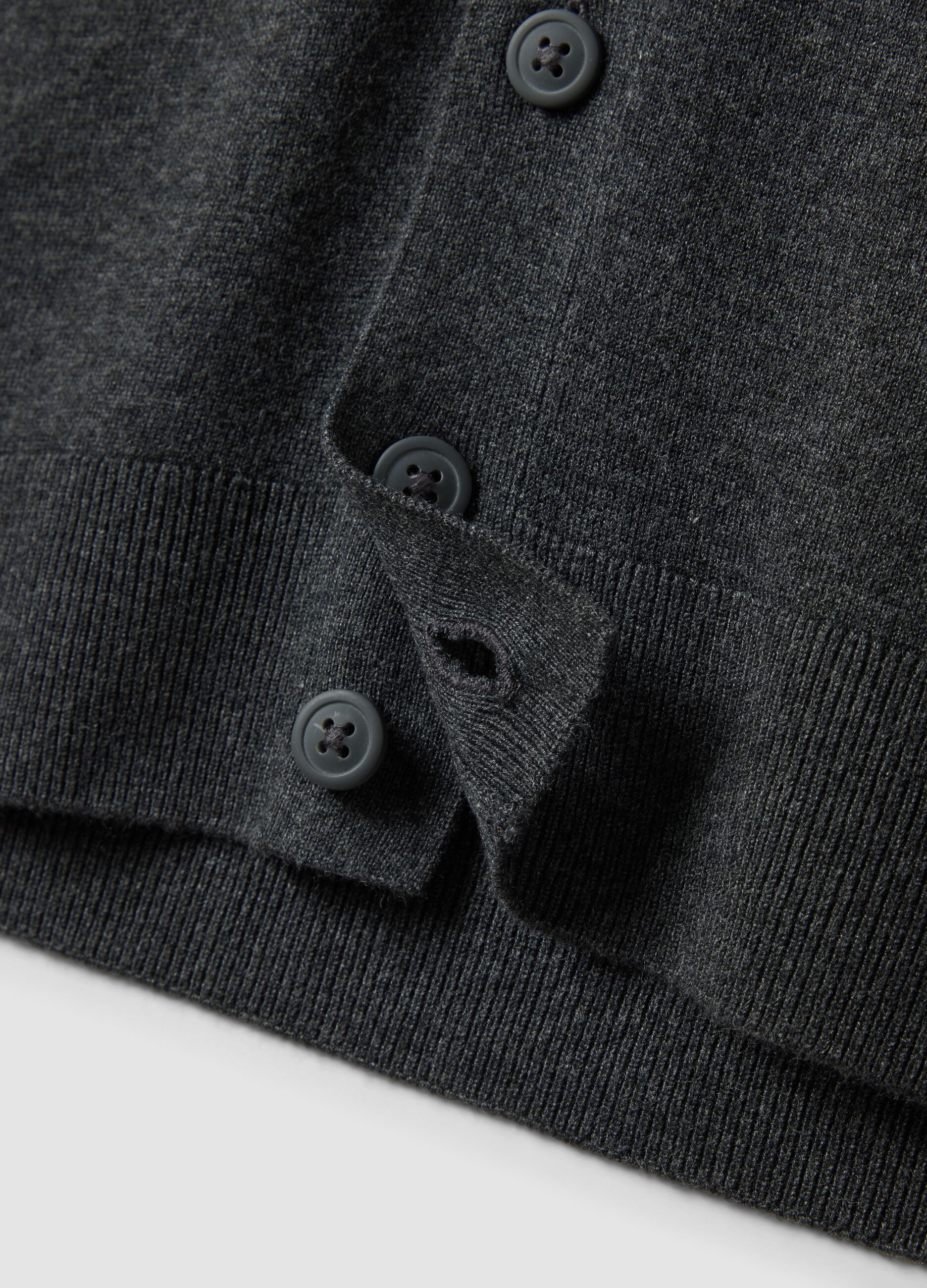 Grey viscose-blend waistcoat with deep V-neck regular fit