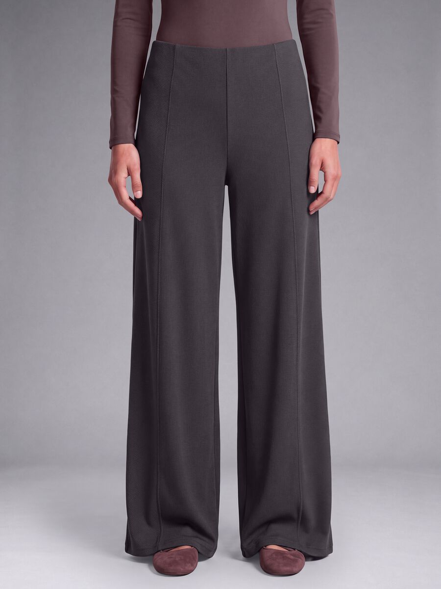 Pantaloni grigi wide leg in modal elasticizzato ALTAVIA STUDIO_2