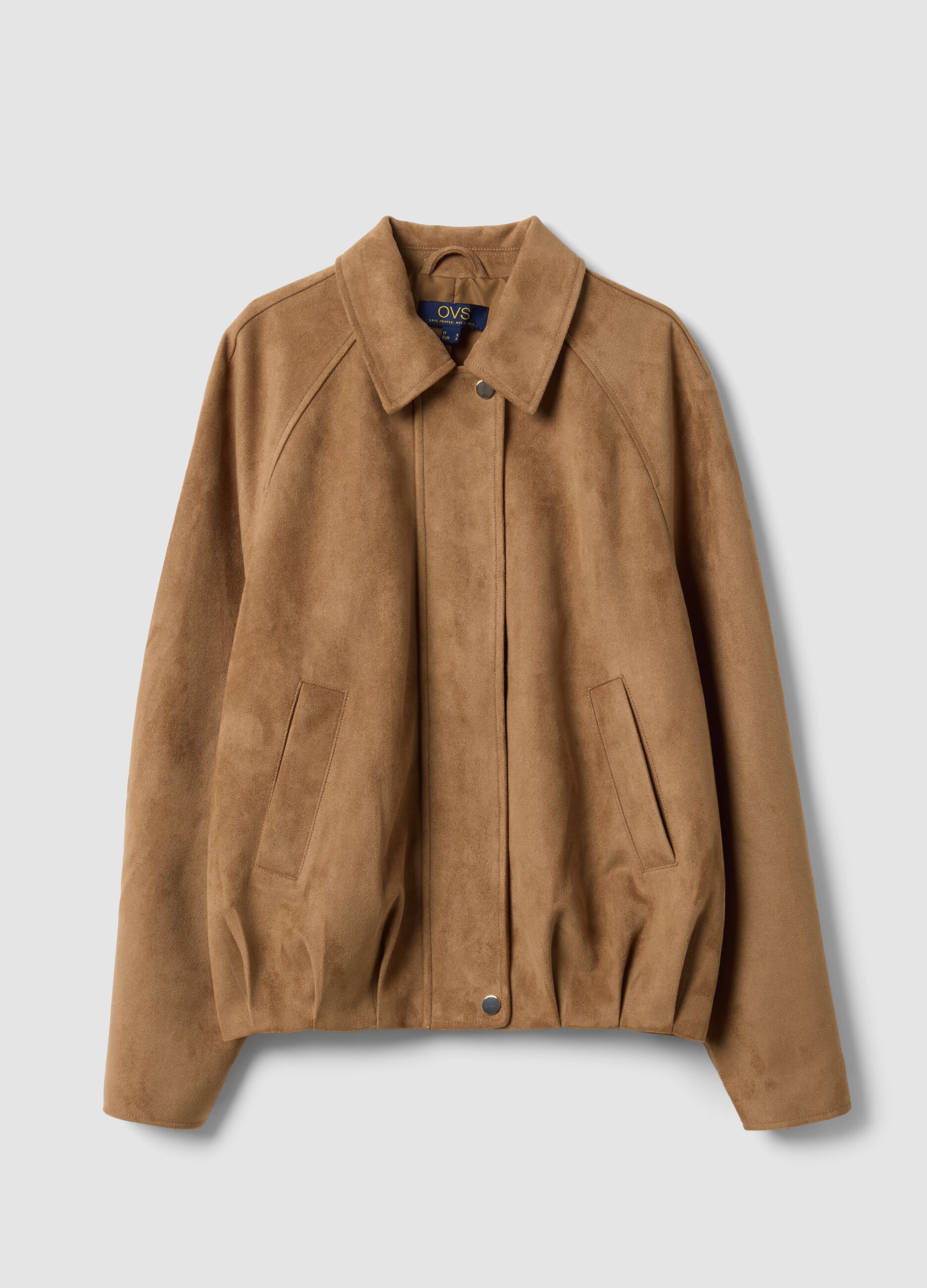Beige regular-fit jacket with zip and buttons
