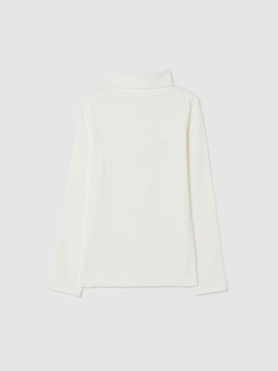 Girls' white stretch cotton t-shirt with print_1