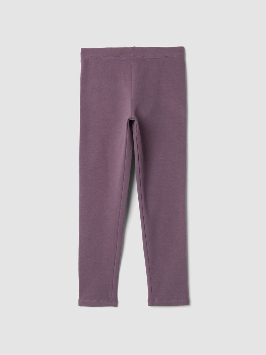 Leggings viola in cotone organico elasticizzato_0