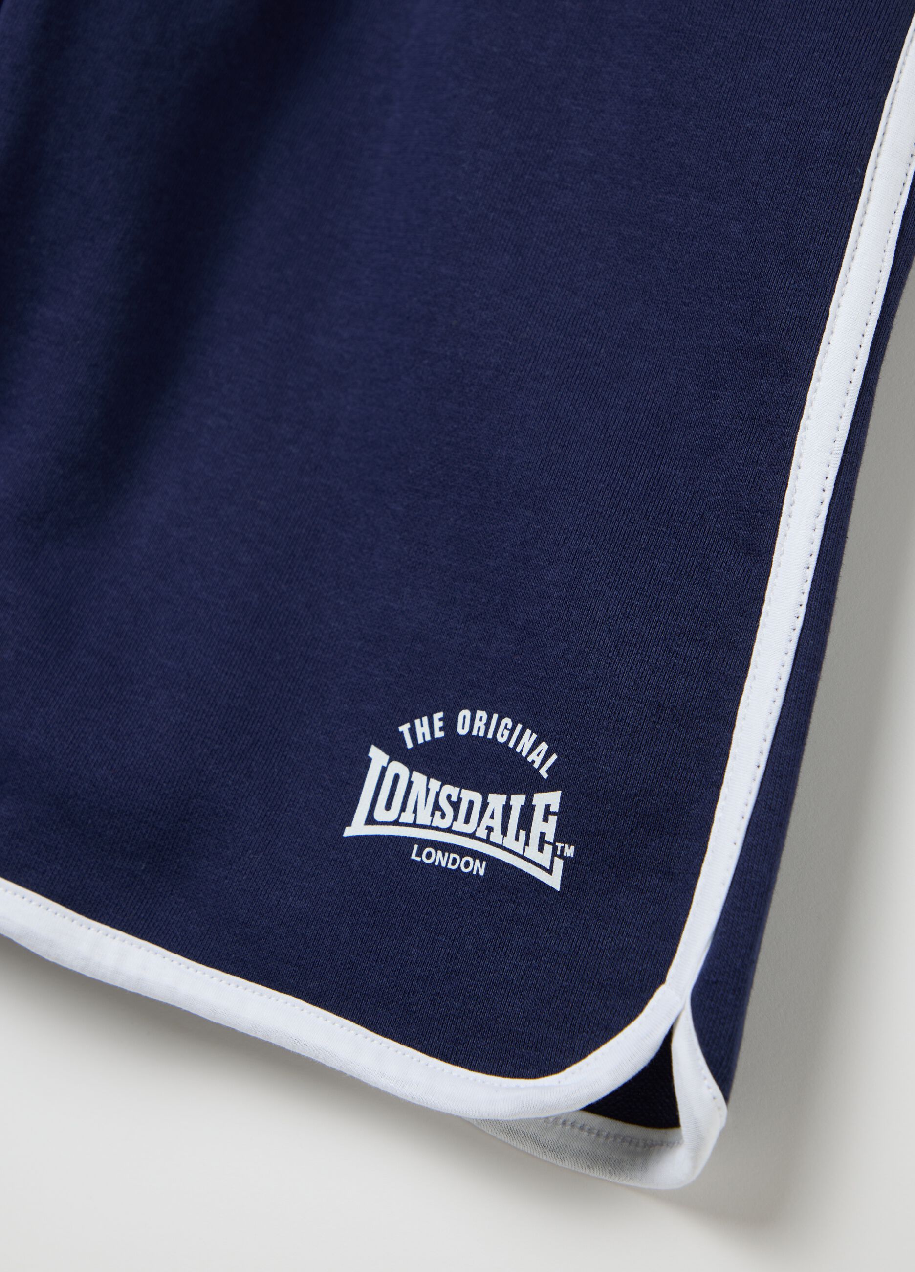 Blue Bermuda joggers with contrasting edging