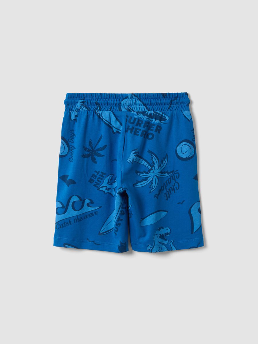 Blue pure cotton shorts with all-over print_1