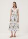 White pure cotton dress with floral print, regular fit_0