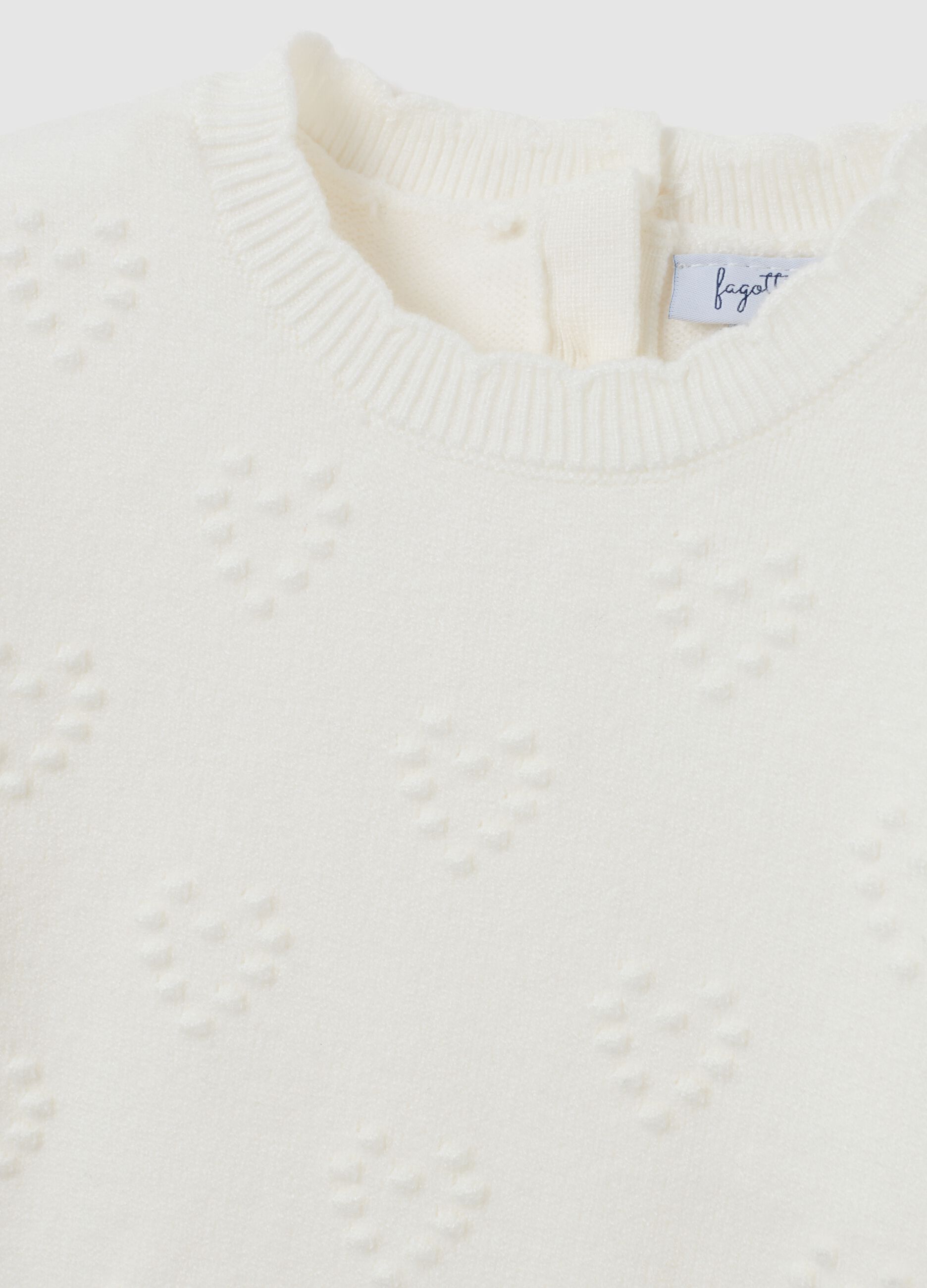 Girl's White Regular Fit Sweater