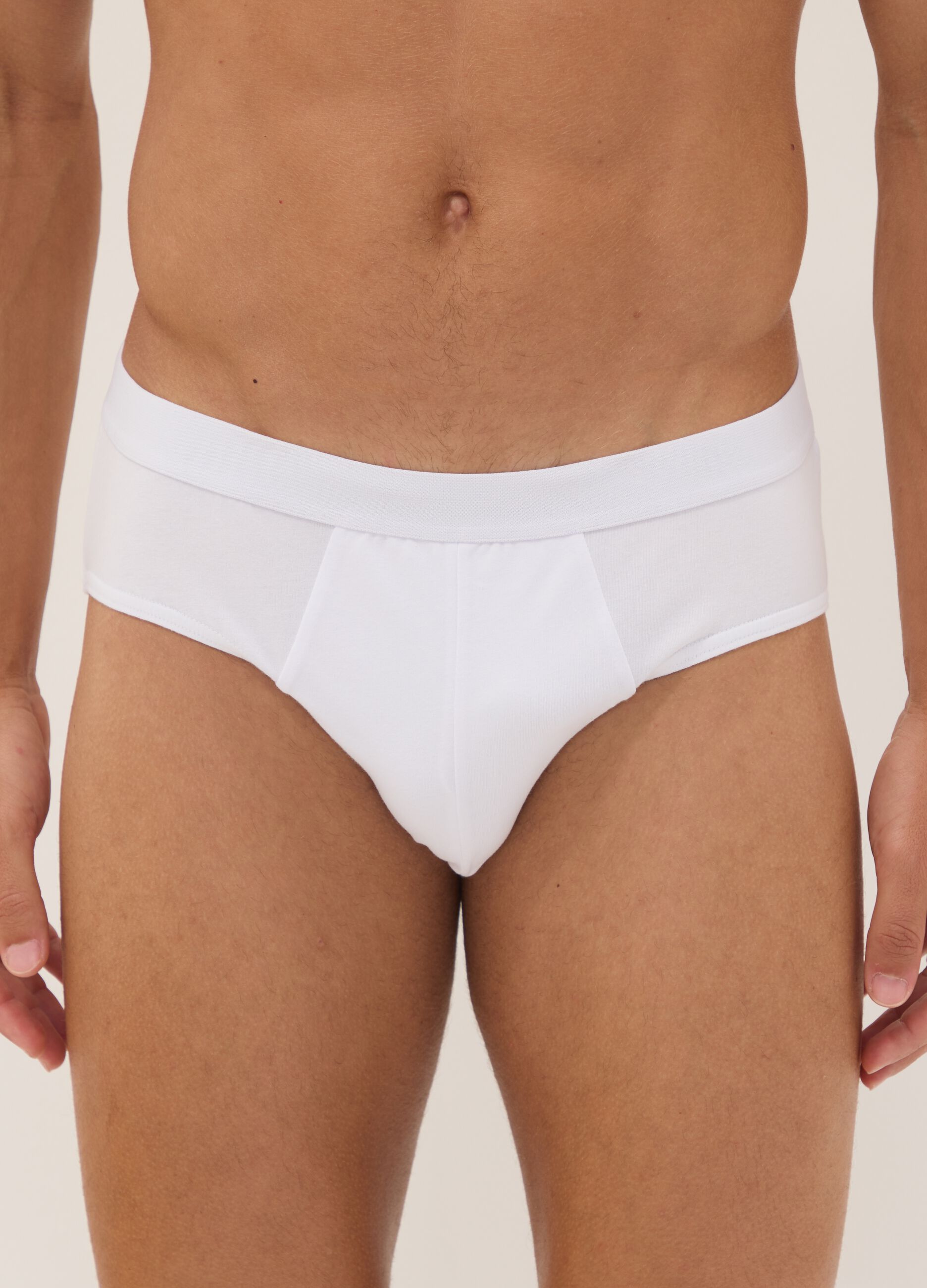 Pack of five white briefs in stretch organic cotton