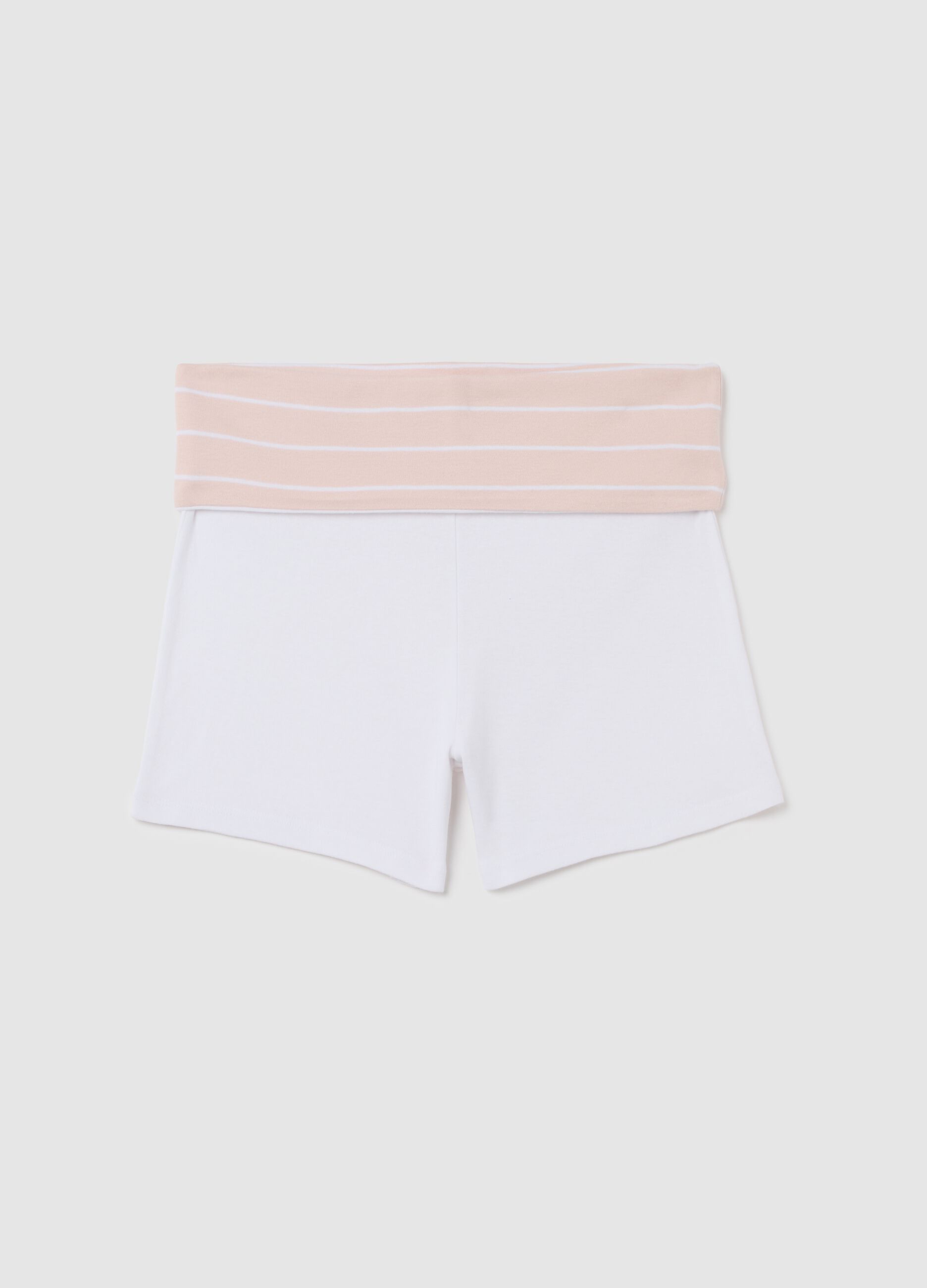 Pantaloncini da donna in puro cotone multicolor slim fit con risvolto
