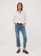Jeans denim azzurro cropped slim fit in cotone e viscosa elasticizzato_0