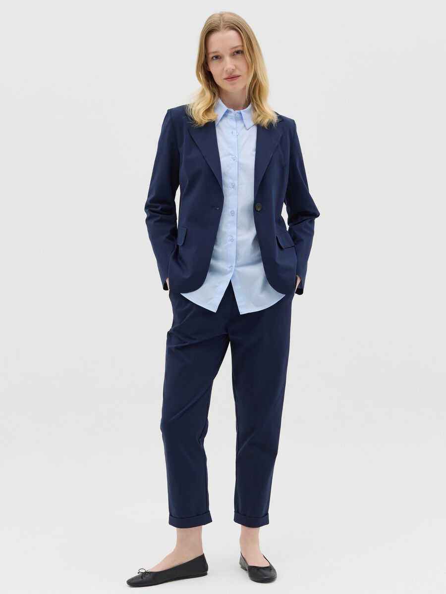 Blue cropped trousers with turn-ups_0