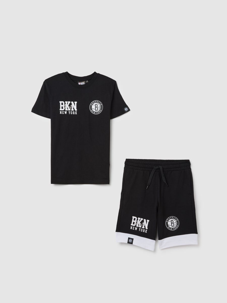 Jogging set da ragazzo in puro cotone nero regular fit_0