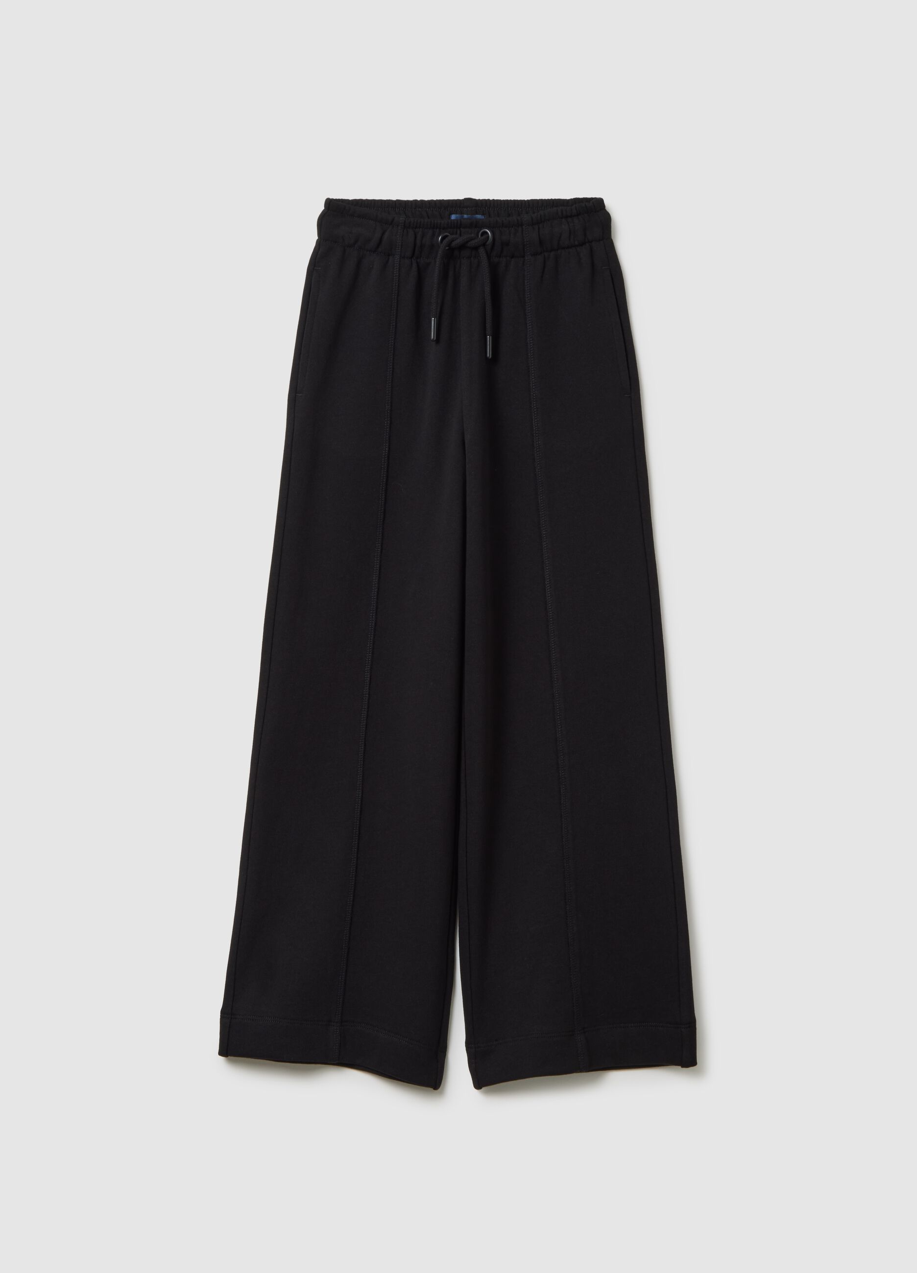 Girls' culotte trousers in pure black cotton