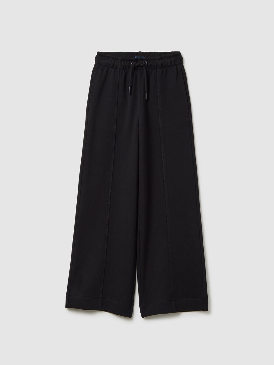 Girls' culotte trousers in pure black cotton_0