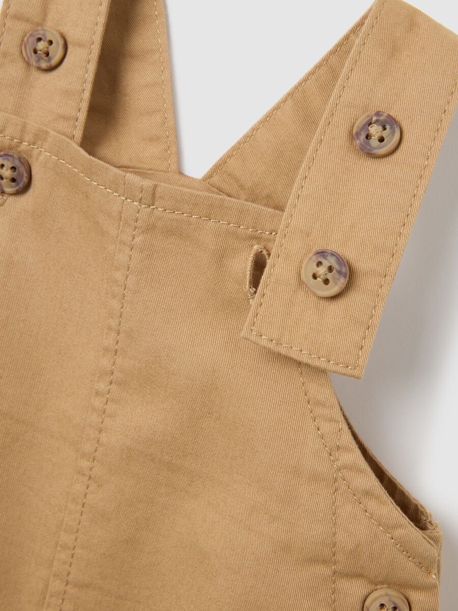 Brown pure cotton baby dungarees with patch pockets_3