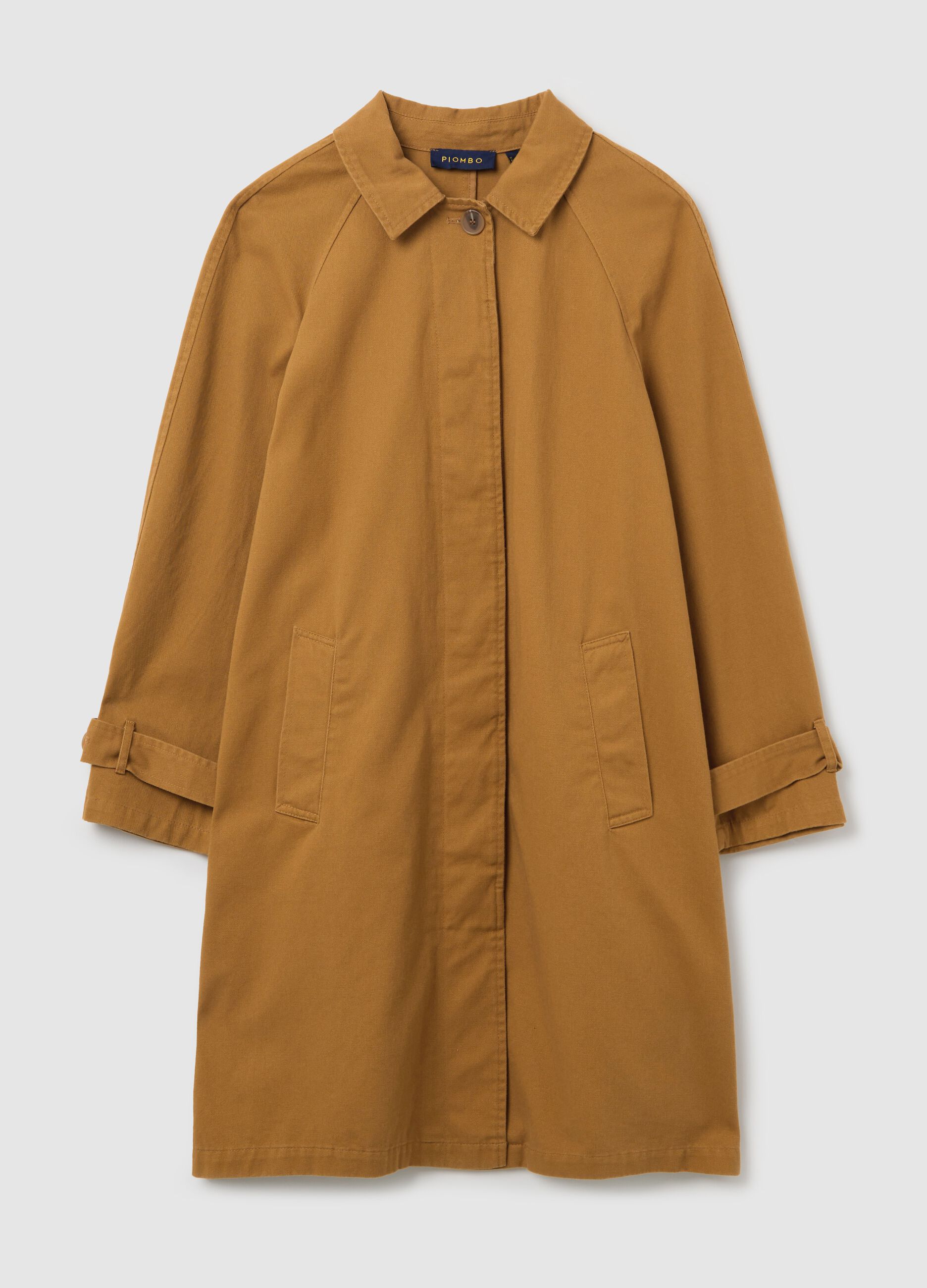 Beige trench coat in cotton canvas