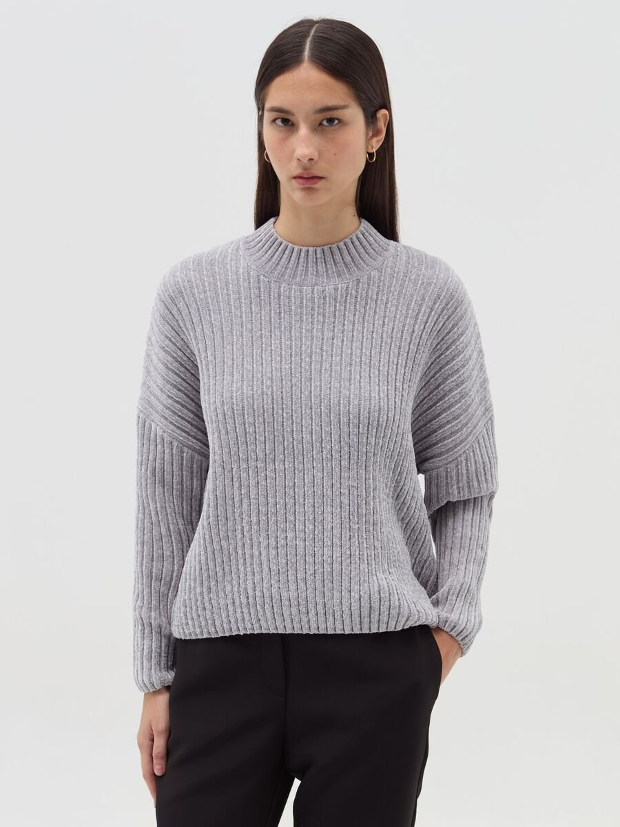 Chenille pullover with mock neck_0