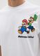Relaxed fit white pure cotton t-shirt featuring Super Mario_3