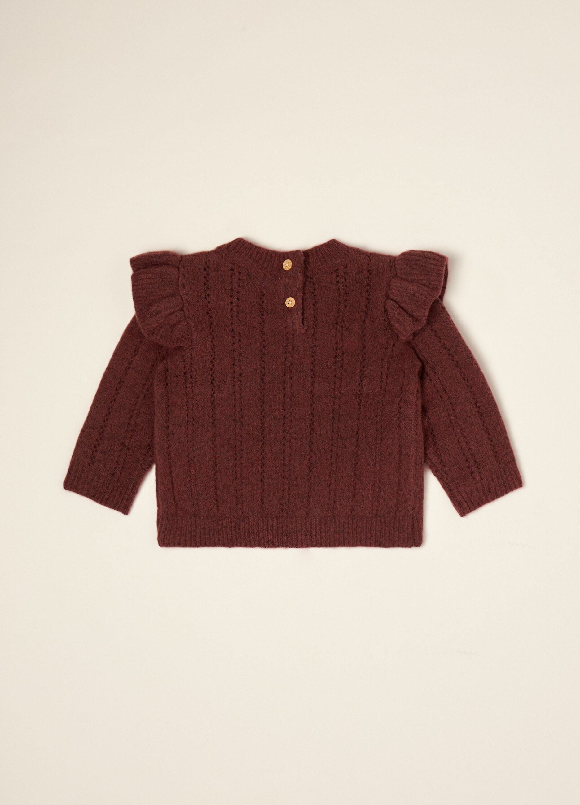Red stretch wool crew-neck jumper