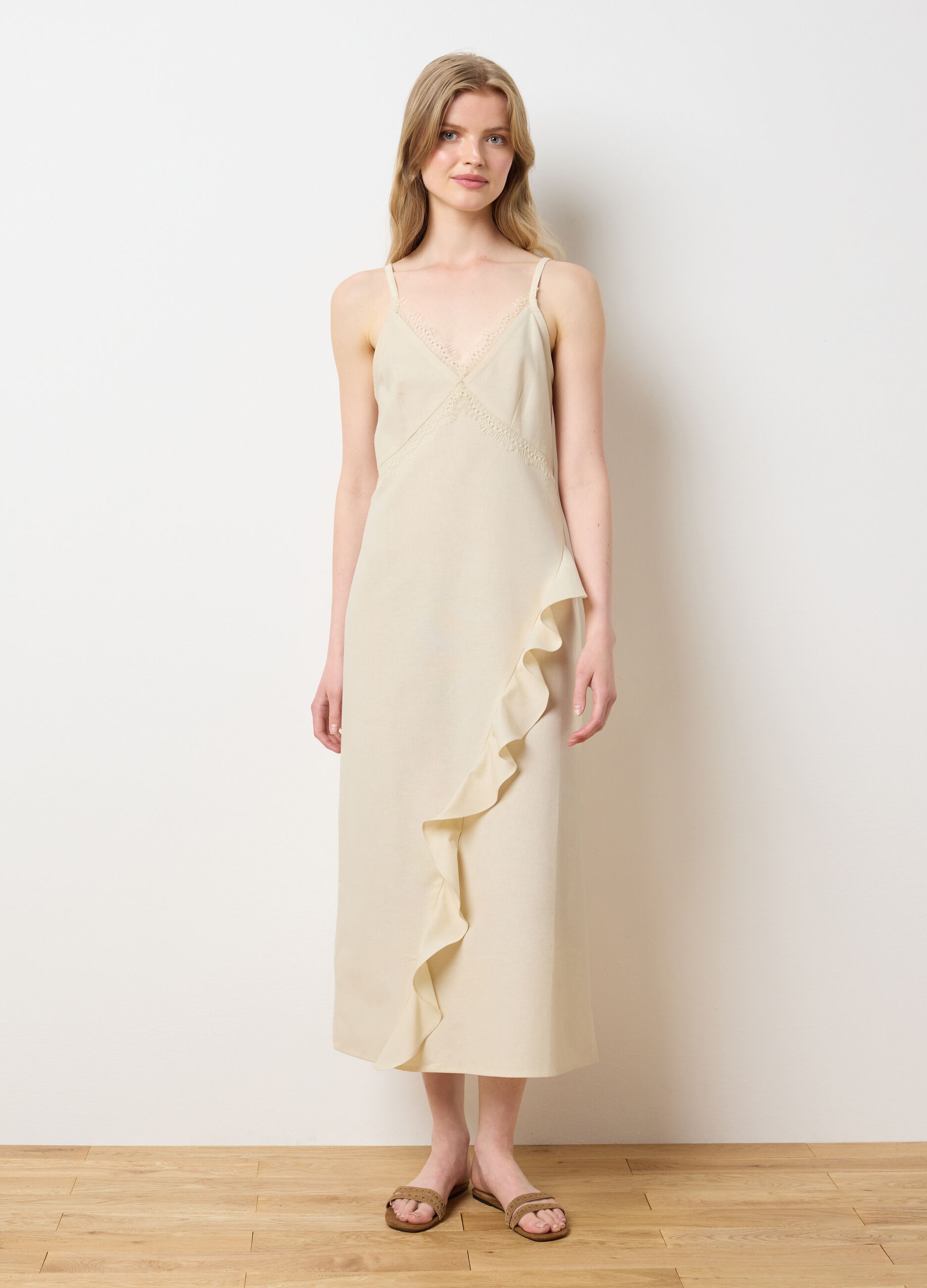 Abito da donna in cotone beige over
