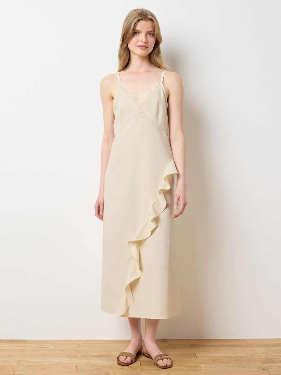 Women's Oversized Beige Cotton Dress_0