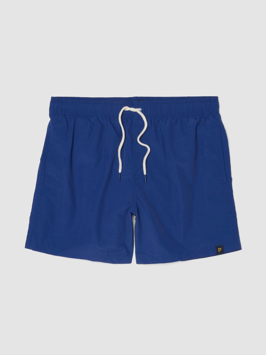 Boxer da mare blu con vita elasticizzata e coulisse_0