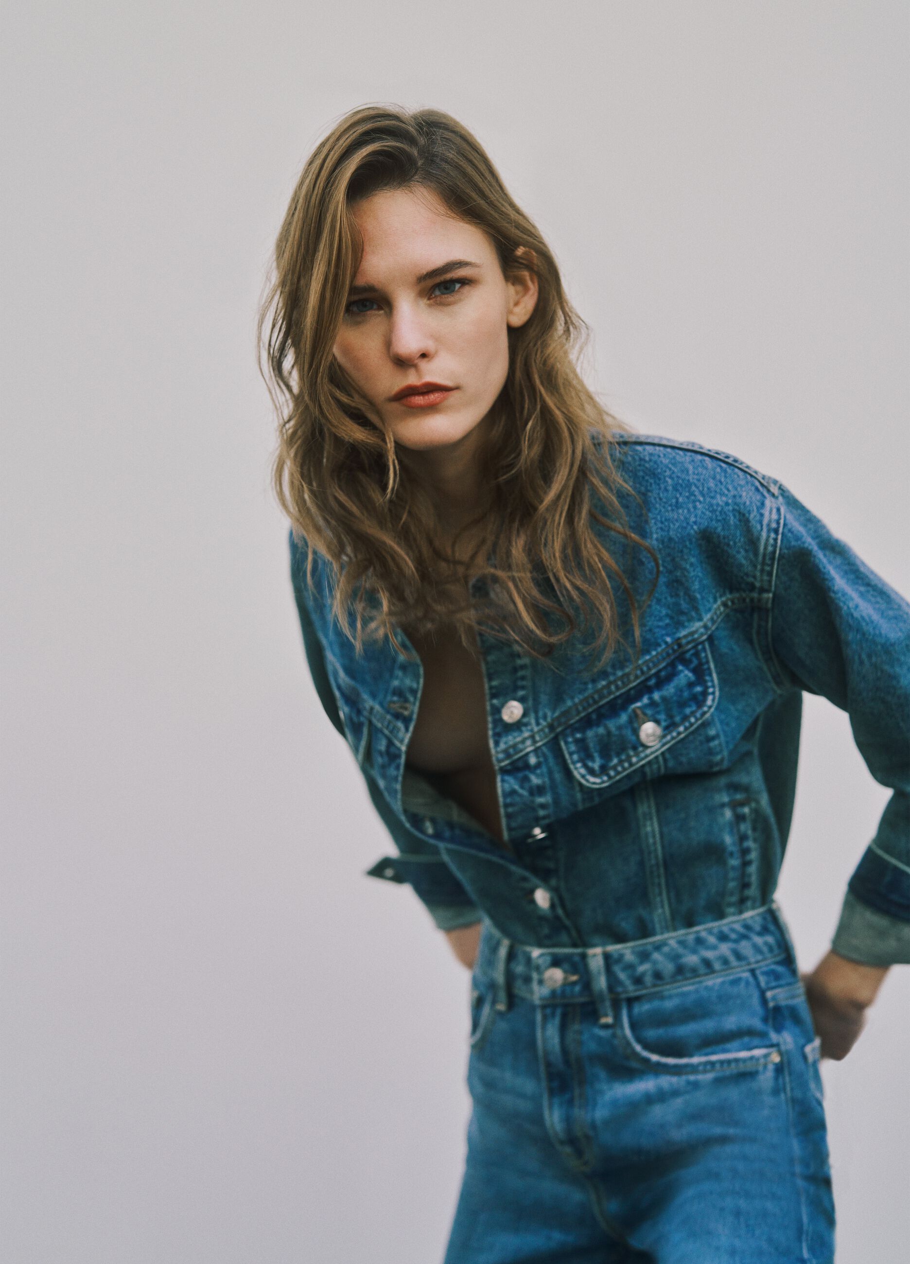 Giacca in puro cotone denim blu regular fit