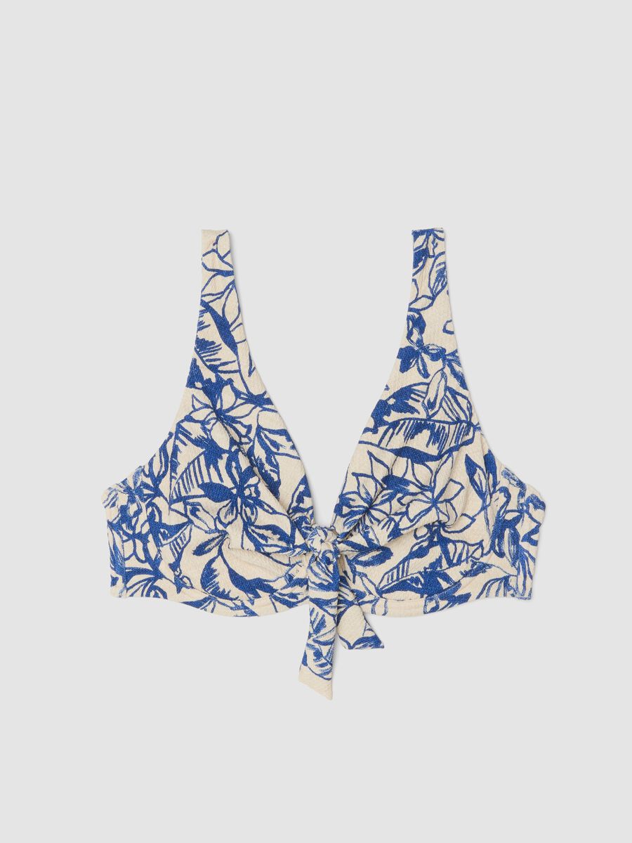 Top bikini blu in tessuto elasticizzato con stampa floreale_4