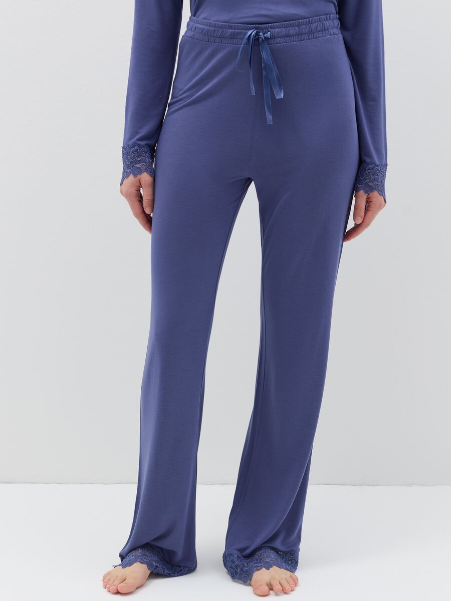 Pyjama trousers with lace insert_1