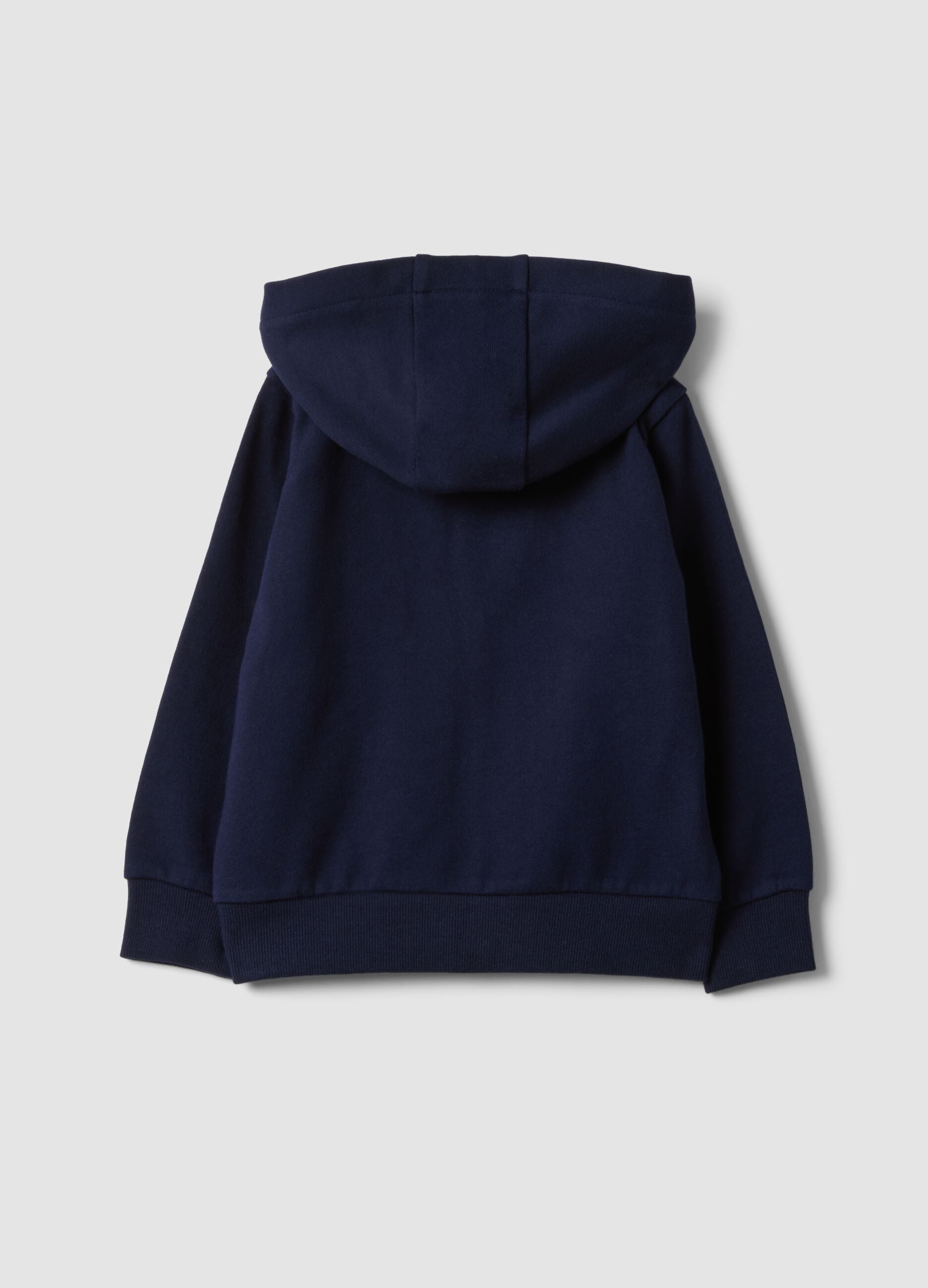 Blue hooded sweatshirt in pure organic cotton with star, regular fit for baby girl