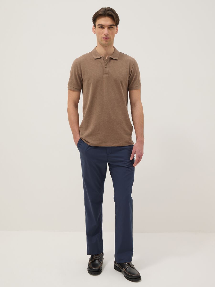 Polo marrone in puro cotone a maniche corte regular fit_1