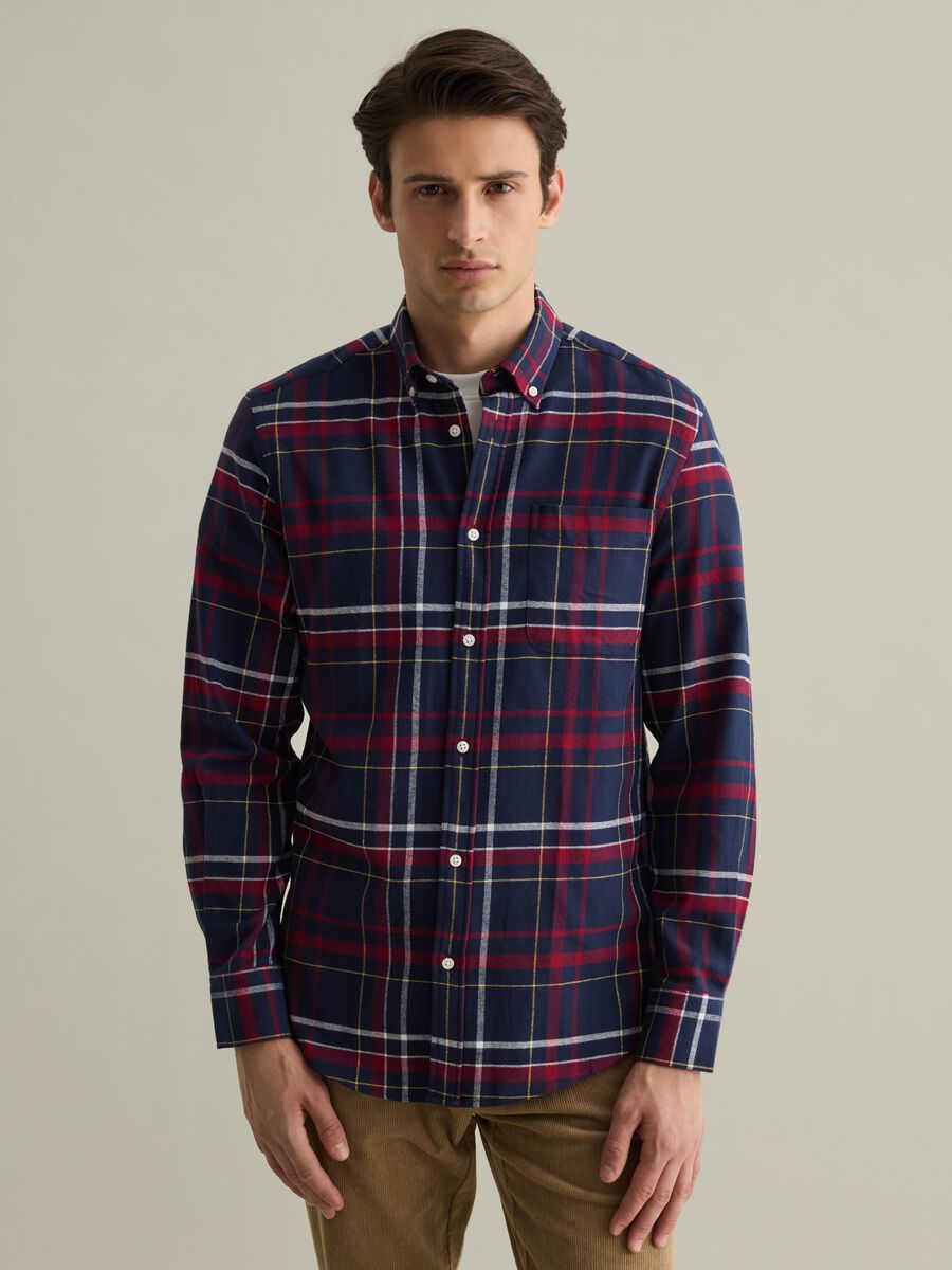 Chequered flannel button-down shirt_0