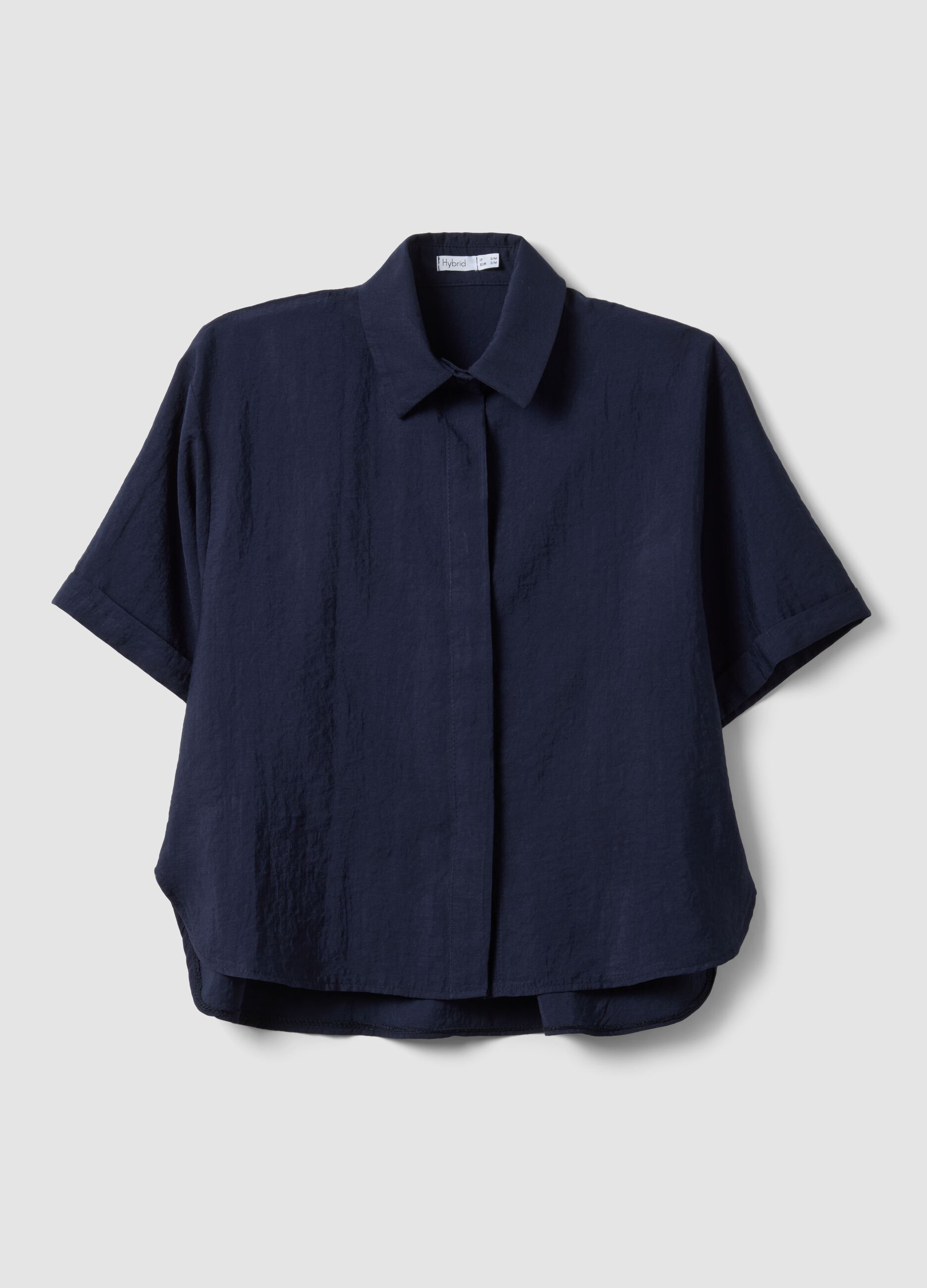Blue viscose-blend shirt