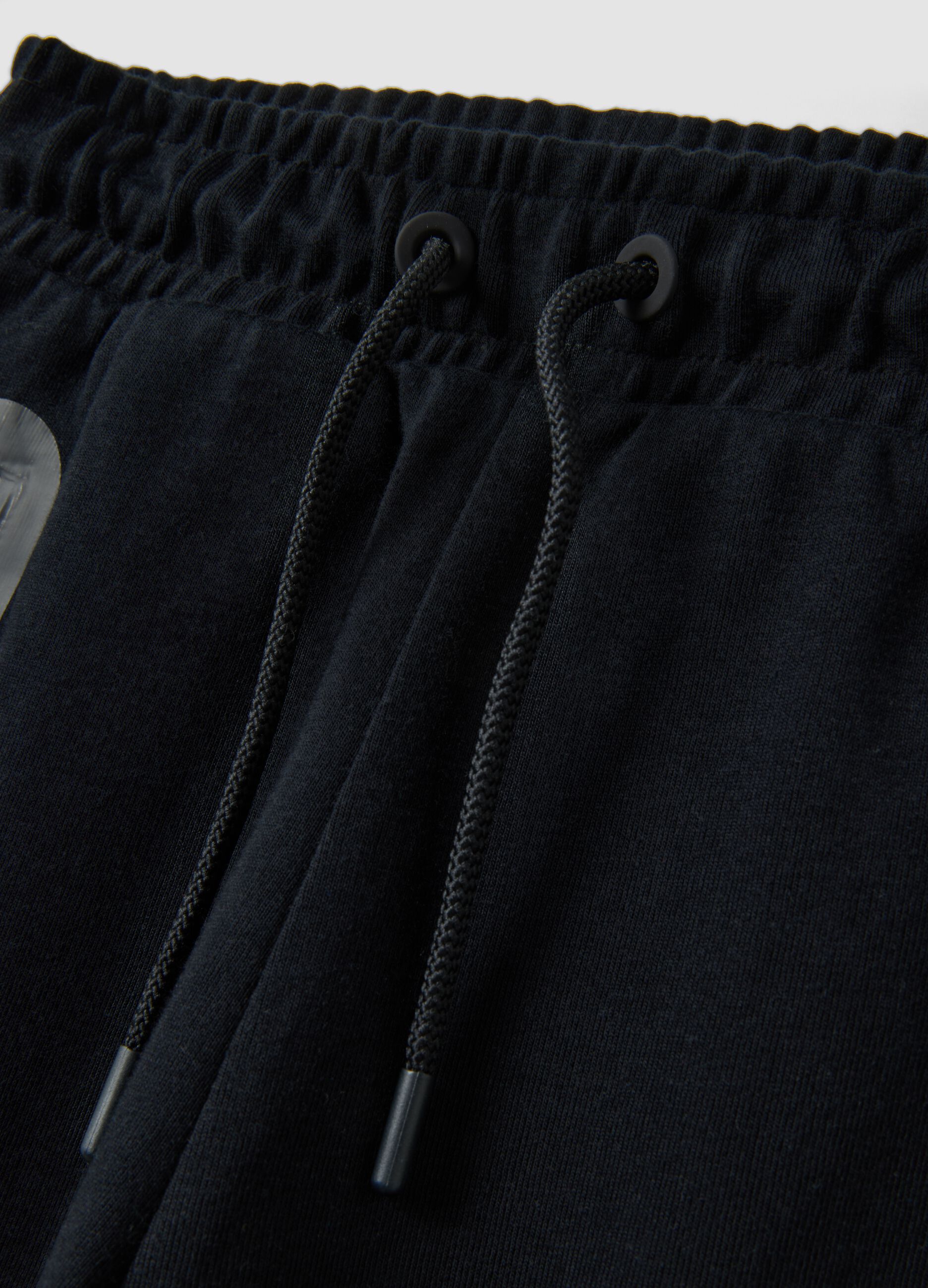 Blue cotton-blend Bermuda shorts with elasticated waist