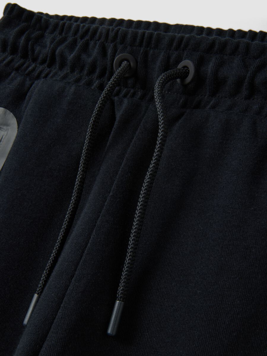 Bermuda blu in misto cotone con vita elasticizzata regular fit_2