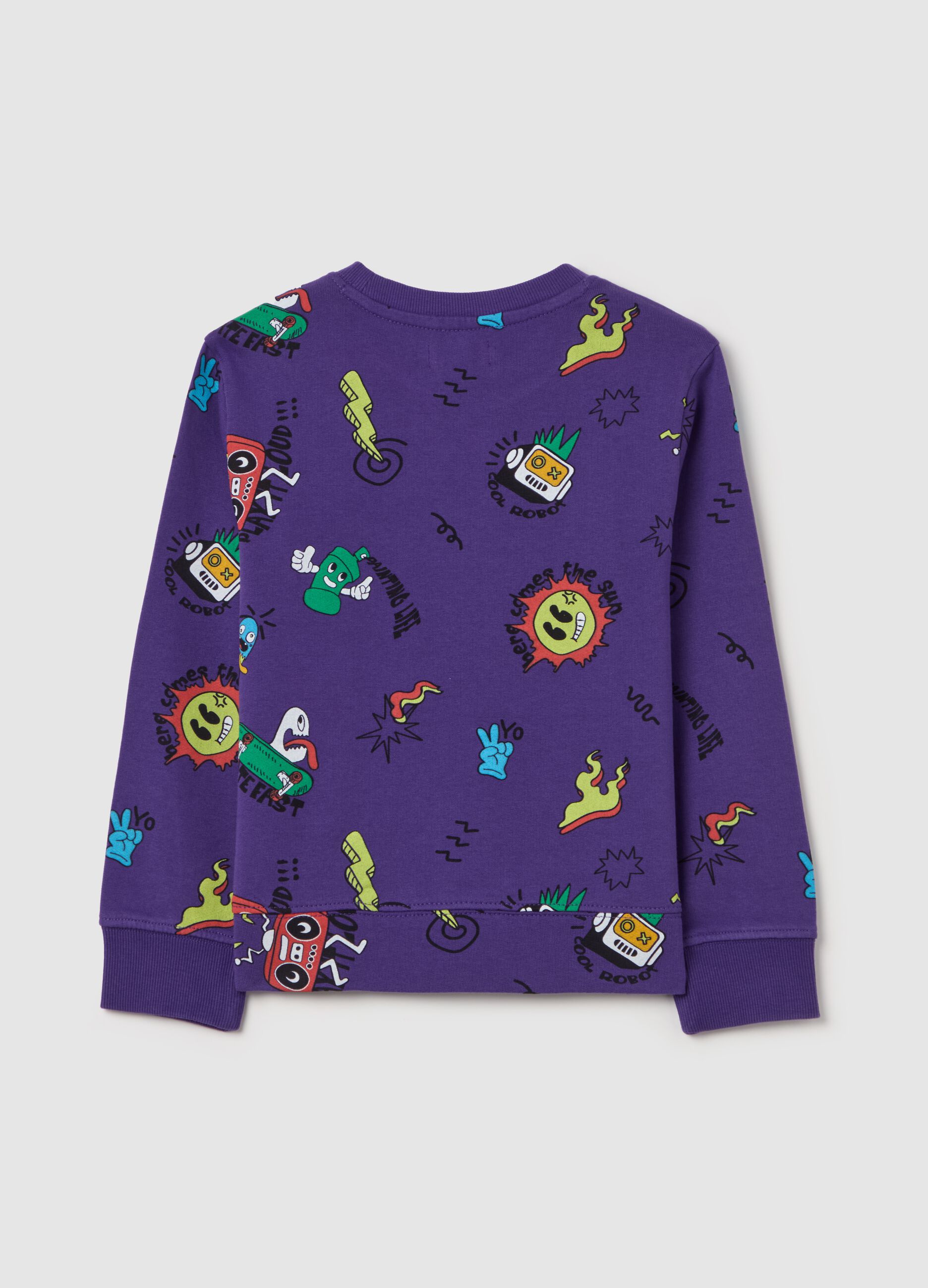 French terry sweatshirt with graffiti-style print