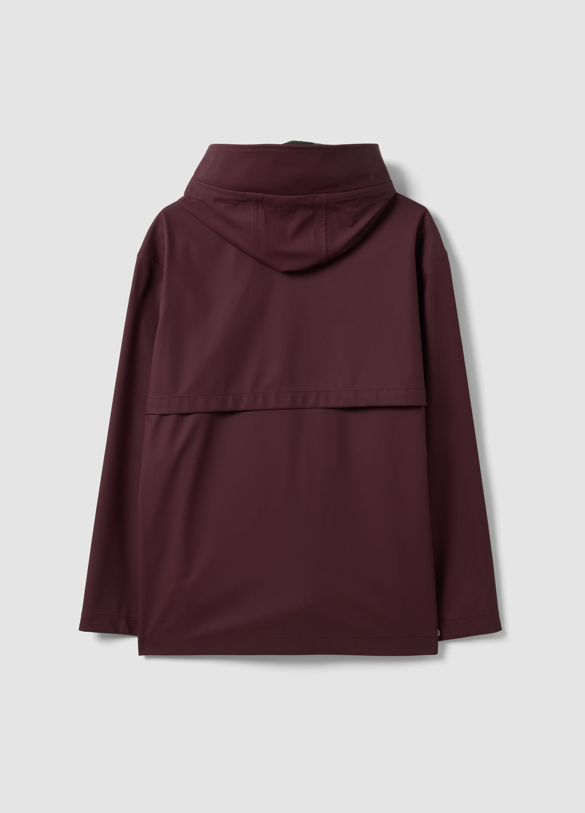 Red rain jacket with zip and hood