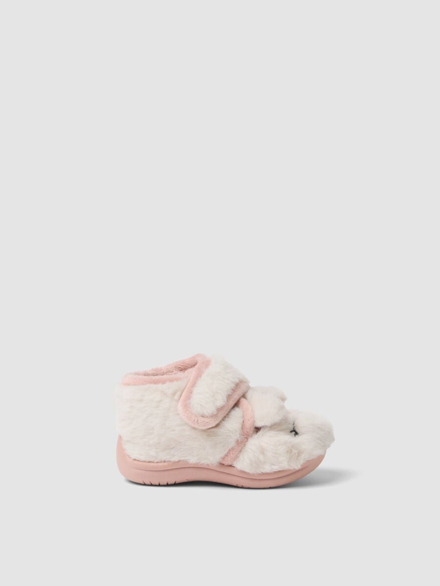 Pantofole rosa con motivo animaletto per neonata e bimba_0
