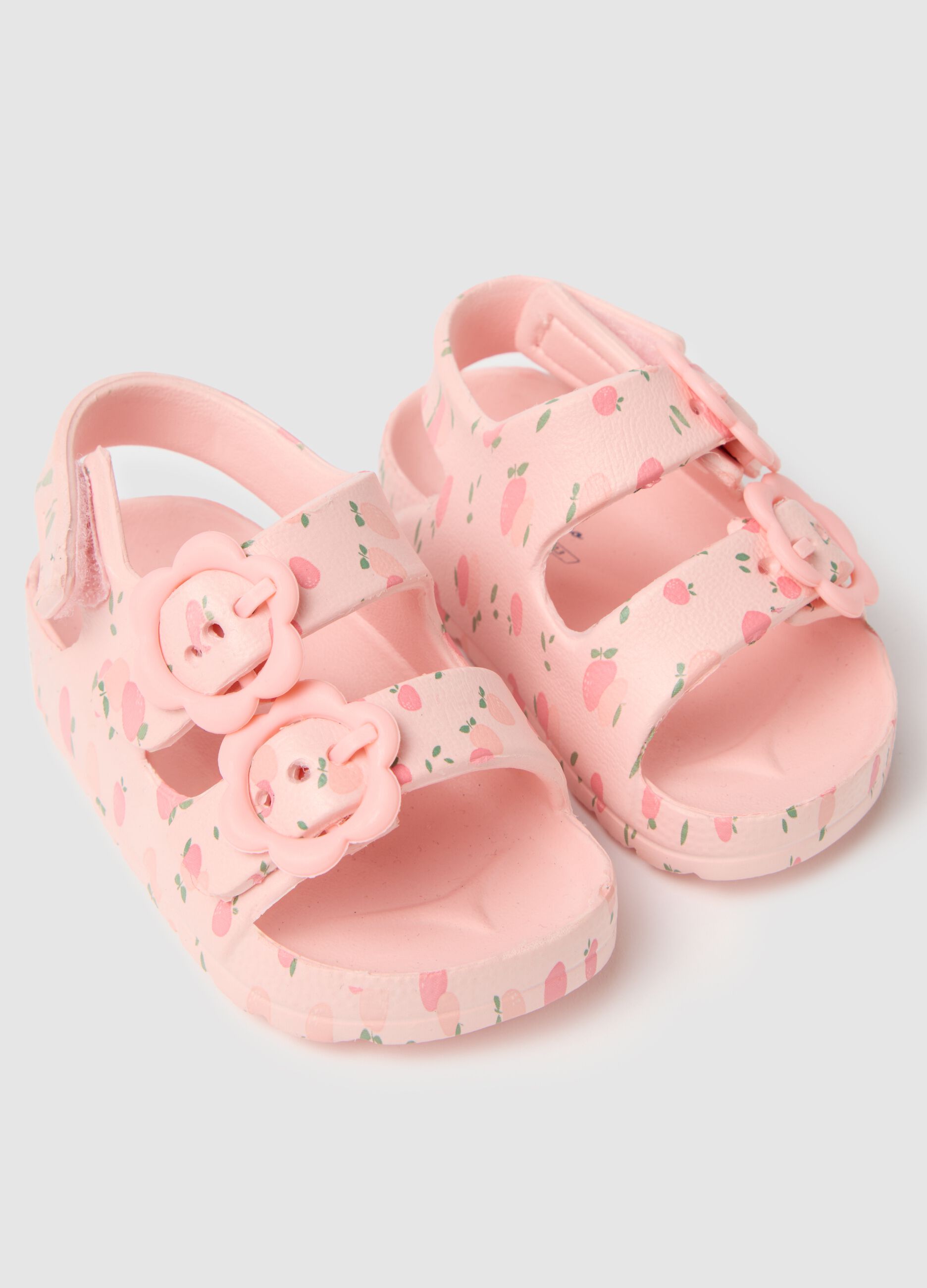 Sandali da neonata in EVA rosa con fiori
