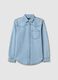 Blue denim pure cotton shirt regular fit_4