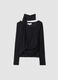 Black stretch jersey top with draped insert, slim fit_0