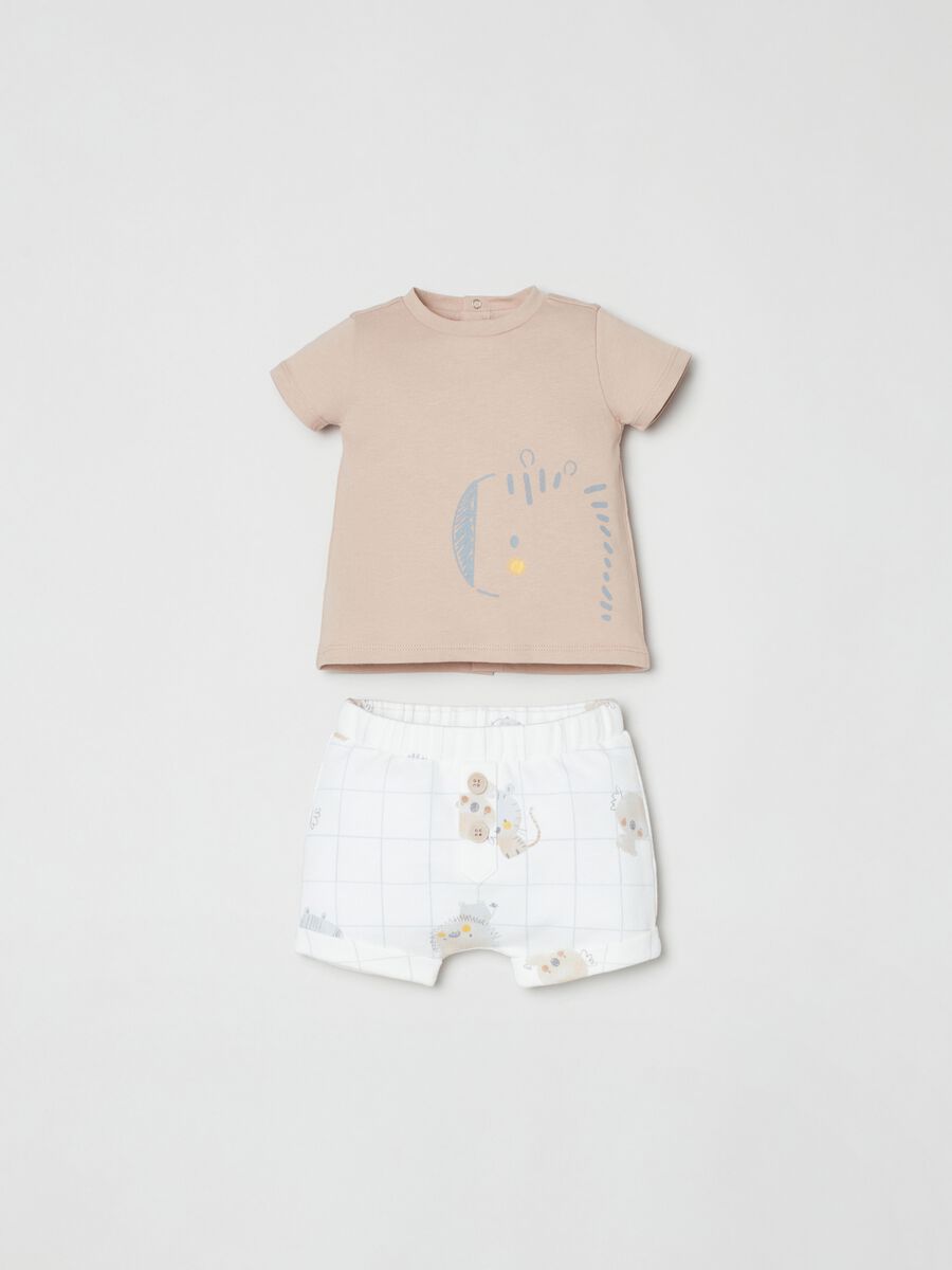 T-shirt and shorts set in cotton with print_0