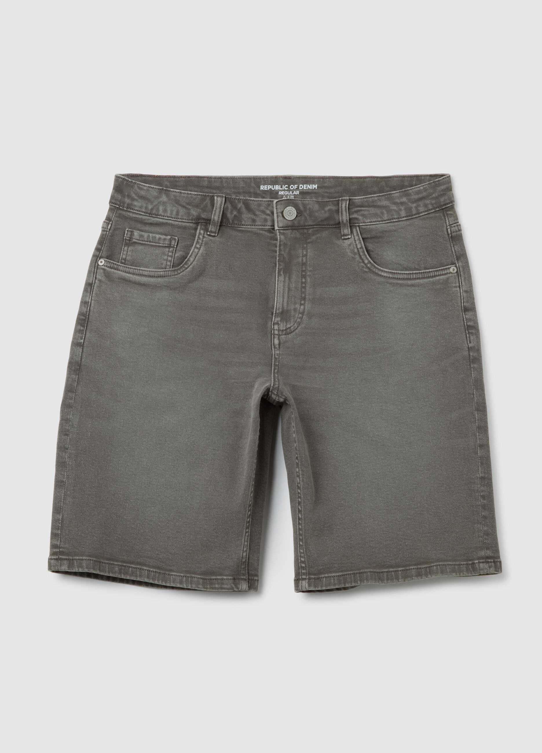 Bermuda da uomo in denim grigio regular fit