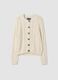 Beige cotton-blend crew-neck cardigan_0