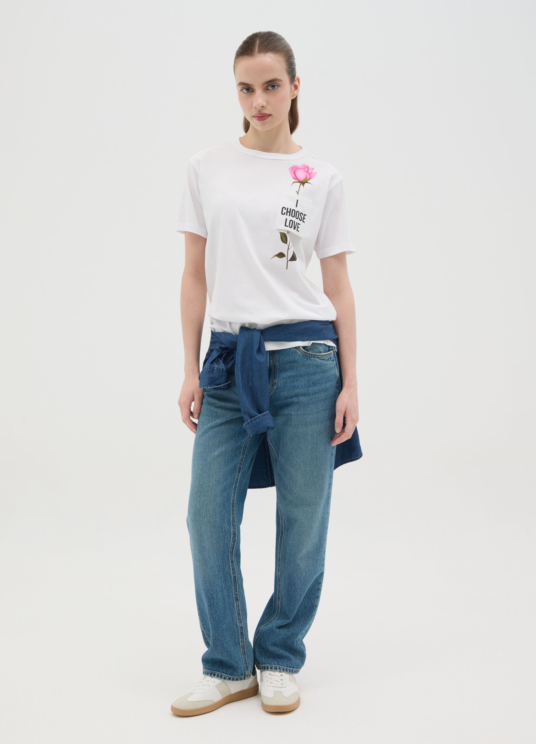 White T-shirt with "I Choose Love" print