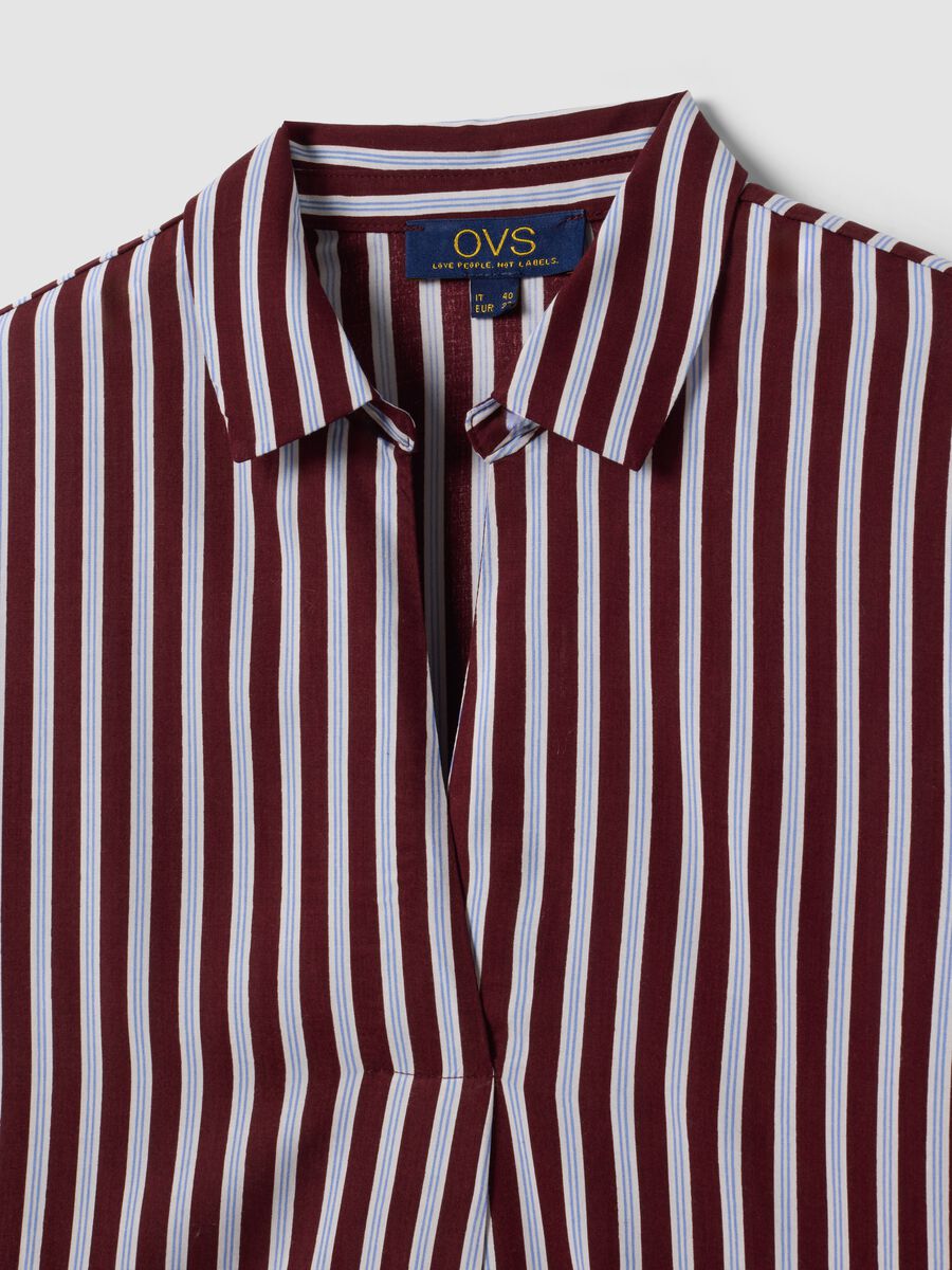 Camicia rossa a righe in pura viscosa con colletto classico regular fit_5