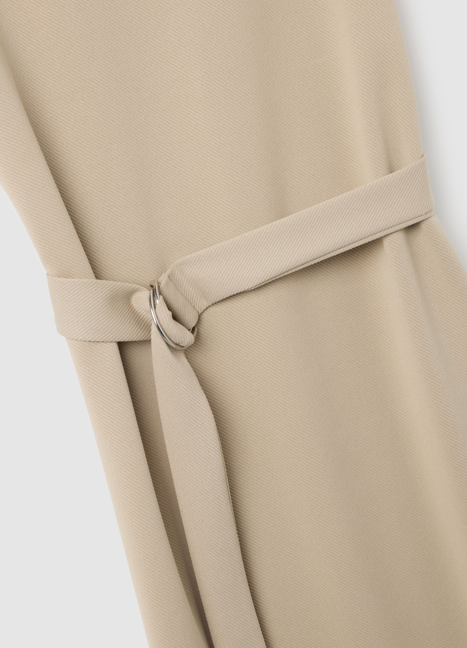 Beige slim fit stretchy fabric dress