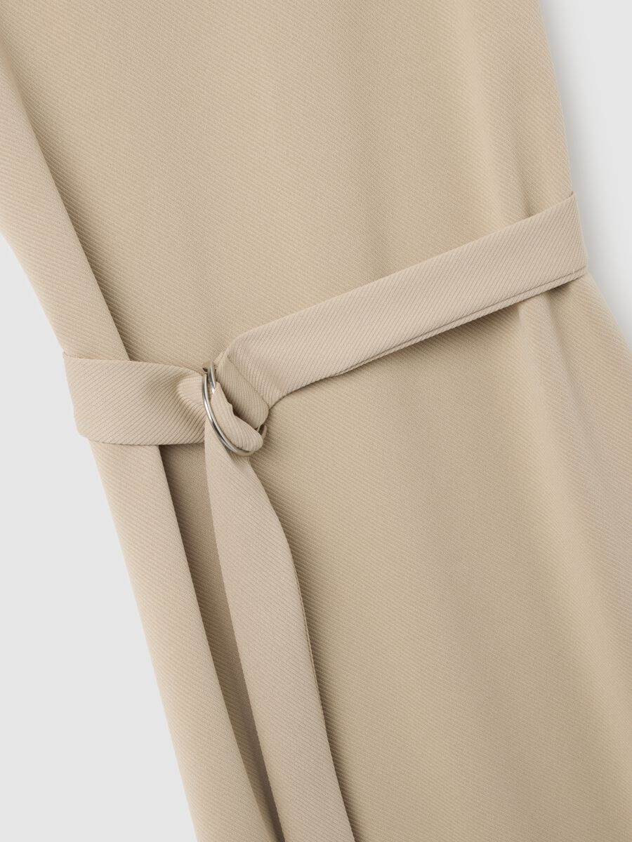 Beige slim fit stretchy fabric dress_5