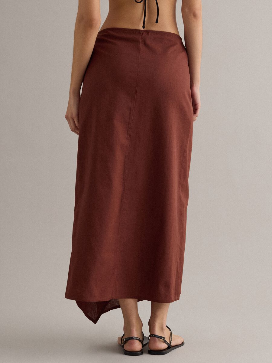 Brown cotton-linen blend pareo_2