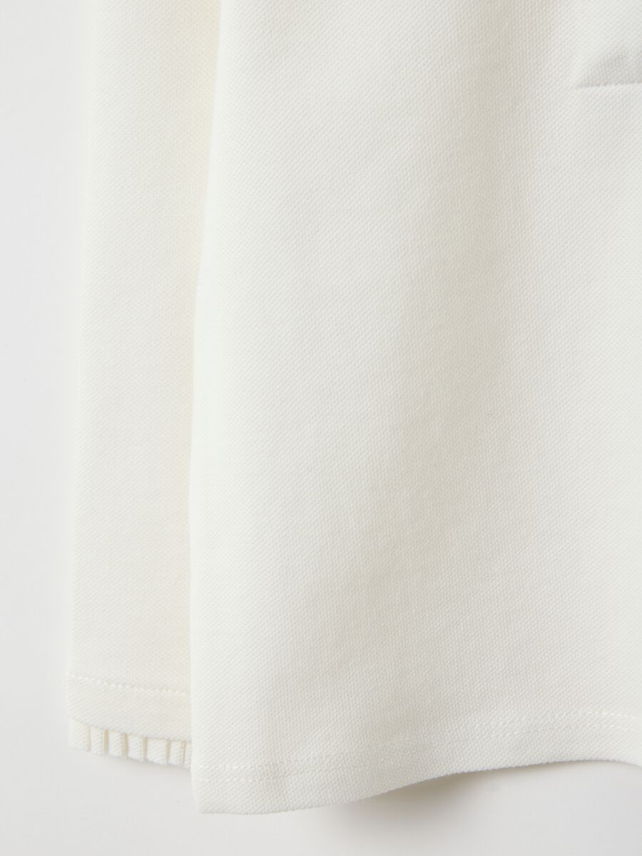 Pure cotton white girl's polo regular fit with ruched details_3